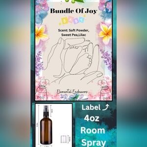 Handmade Elemental Endeavors "Bundle of Joy" Room Spray – 4oz Bottle